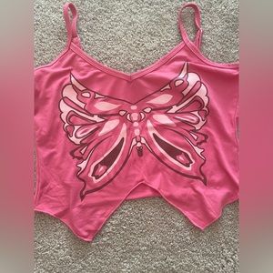 SHEIN pink butterfly croptop